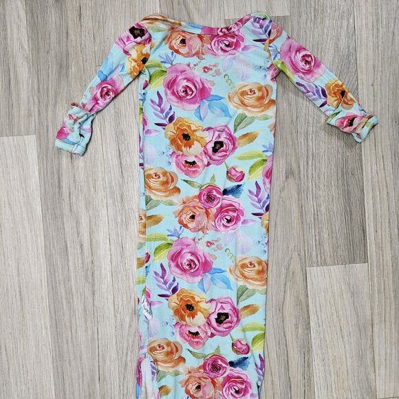 Gigi & Max Blue Floral Newborn Gown Colorful Knotted Bamboo - Picture 7 of 7